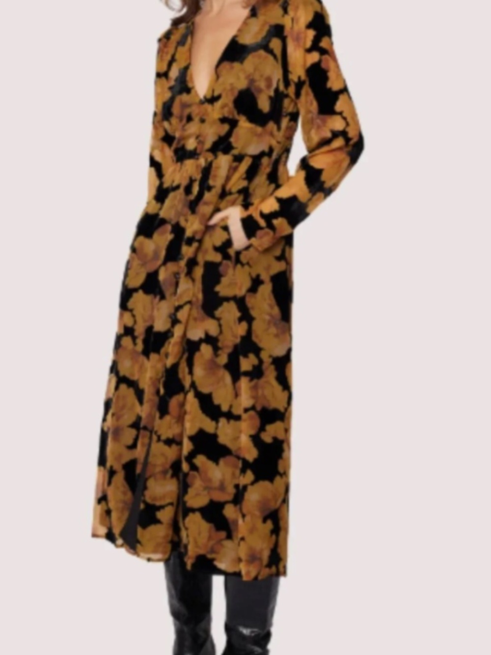 Dress With Pockets! Lost + Wander Massimo Midi Velvet Burnout Shirtdress S NWT